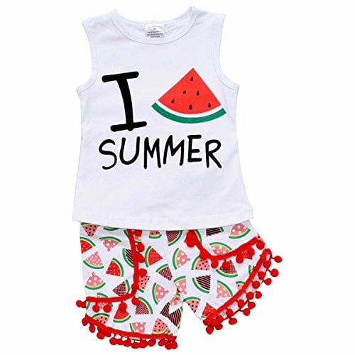 Watermelon Dresses+Bag Set Baby Girls Summer Tank Dress Sleeveless Cute Outfit 